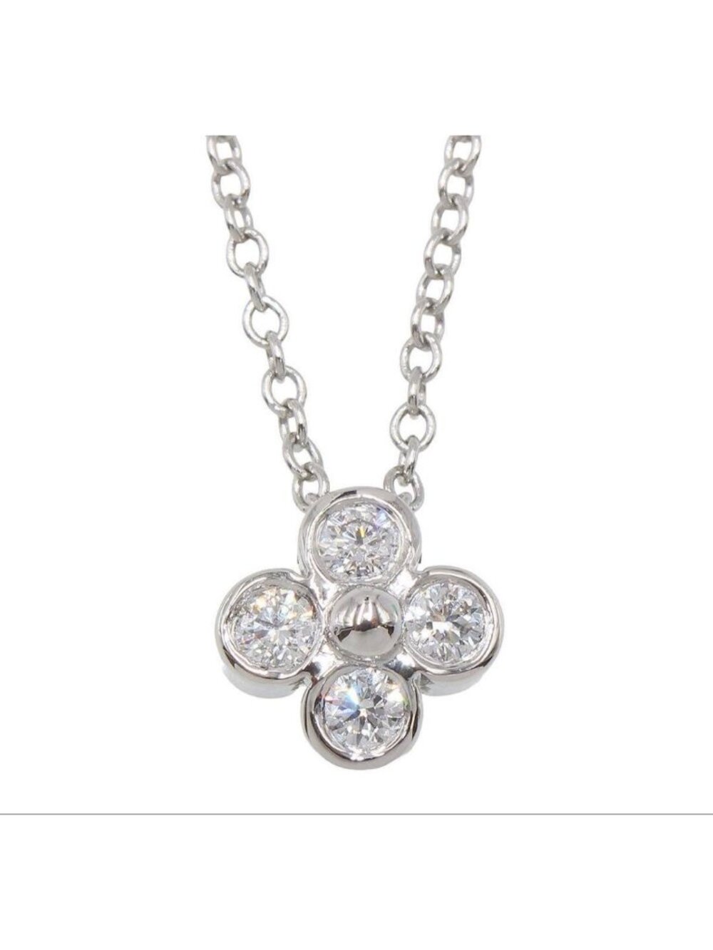 Tiffany & Co Diamond Bezel Set Flower Necklace
